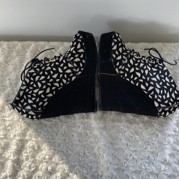Diane Von Furstenberg Open Toes Wedge Ankle  Boots Animal Print Size 8.5 M - Picture 11 of 14